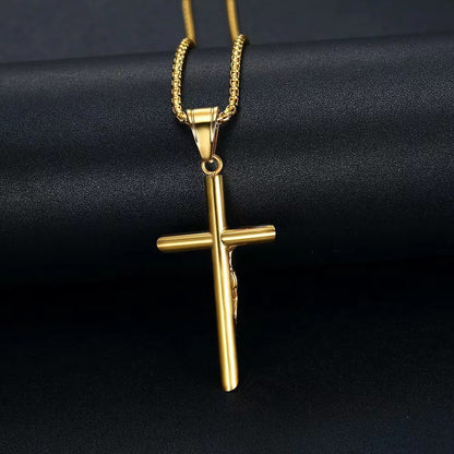 Titanium steel gold-plated YS cross pendant necklace