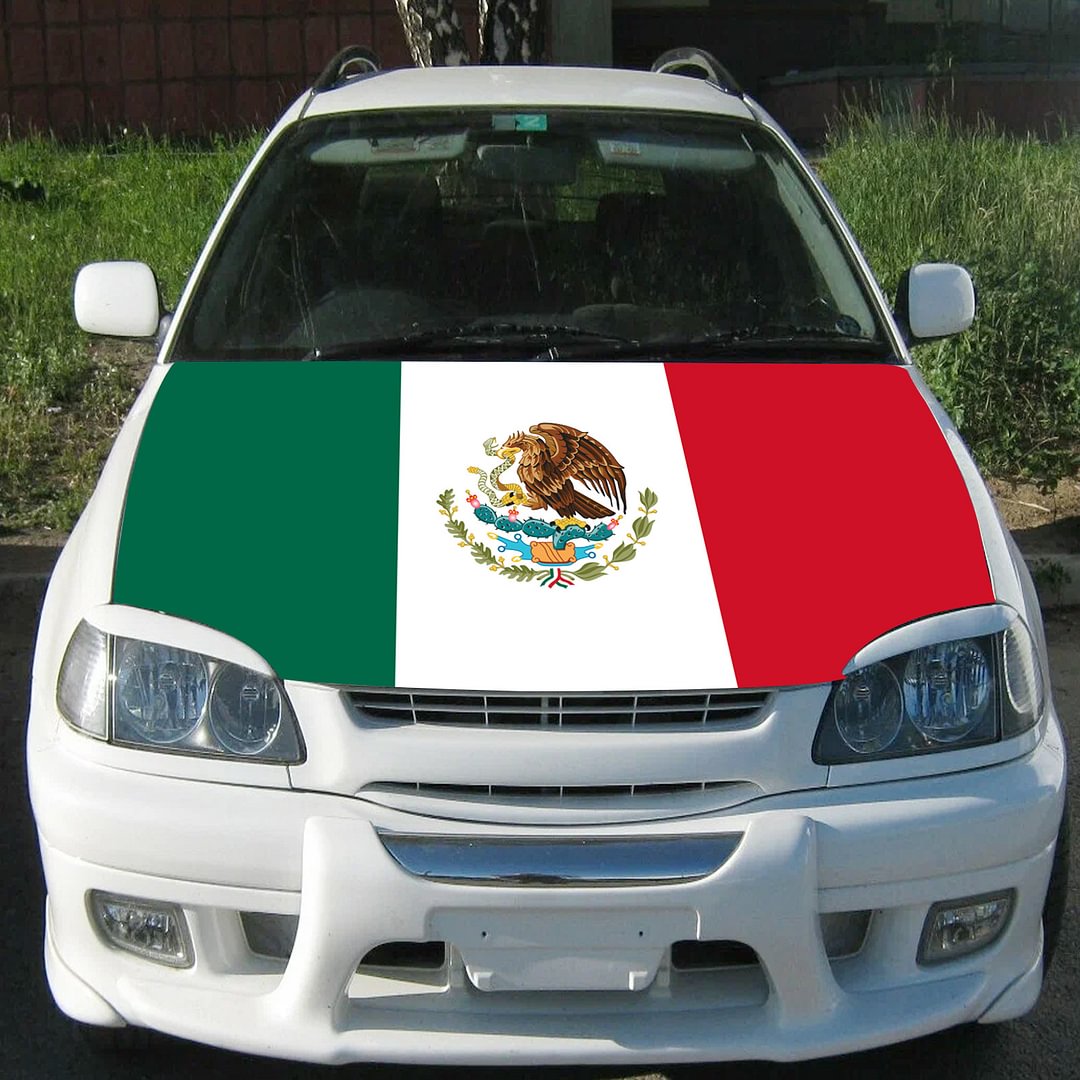 Mexico FLAG Car Hood Cover 4*5ft(120*155cm),Patriotic Mexico Flag for Car Hood Cover - Premium Sublimation Print Car Hood Flag, Engine Flag