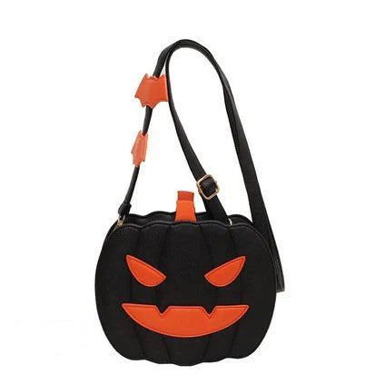 2024 Newest Funny Pumpkin Crossbody Bag PU Leather 3D Cartoon Halloween Messenger Bag Novelty Purse for Women Cute Demon Handbag