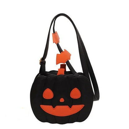 2024 Newest Funny Pumpkin Crossbody Bag PU Leather 3D Cartoon Halloween Messenger Bag Novelty Purse for Women Cute Demon Handbag