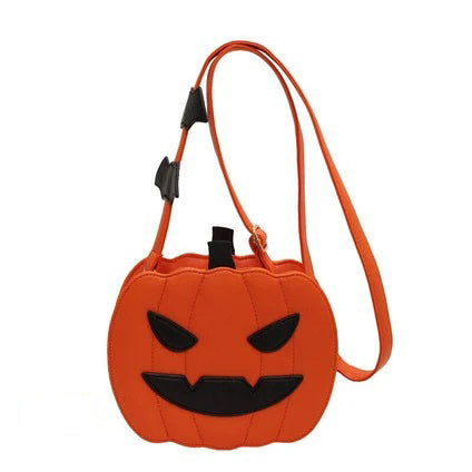 2024 Newest Funny Pumpkin Crossbody Bag PU Leather 3D Cartoon Halloween Messenger Bag Novelty Purse for Women Cute Demon Handbag