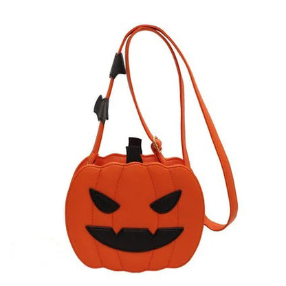 2024 Newest Funny Pumpkin Crossbody Bag PU Leather 3D Cartoon Halloween Messenger Bag Novelty Purse for Women Cute Demon Handbag