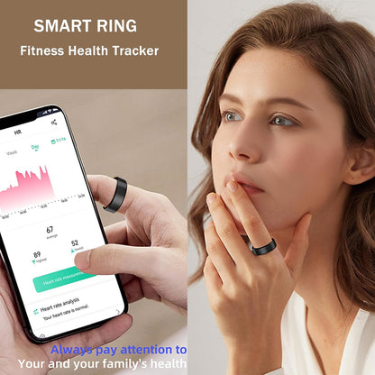 Smart Ring, Heart Rate/Sleep/Blood Oxygen Monitoring, Step Count, Wearable Fitness Tracker,TIKTOK Remote Control Page Turner, Bluetooth Connected, IP68 Waterproof