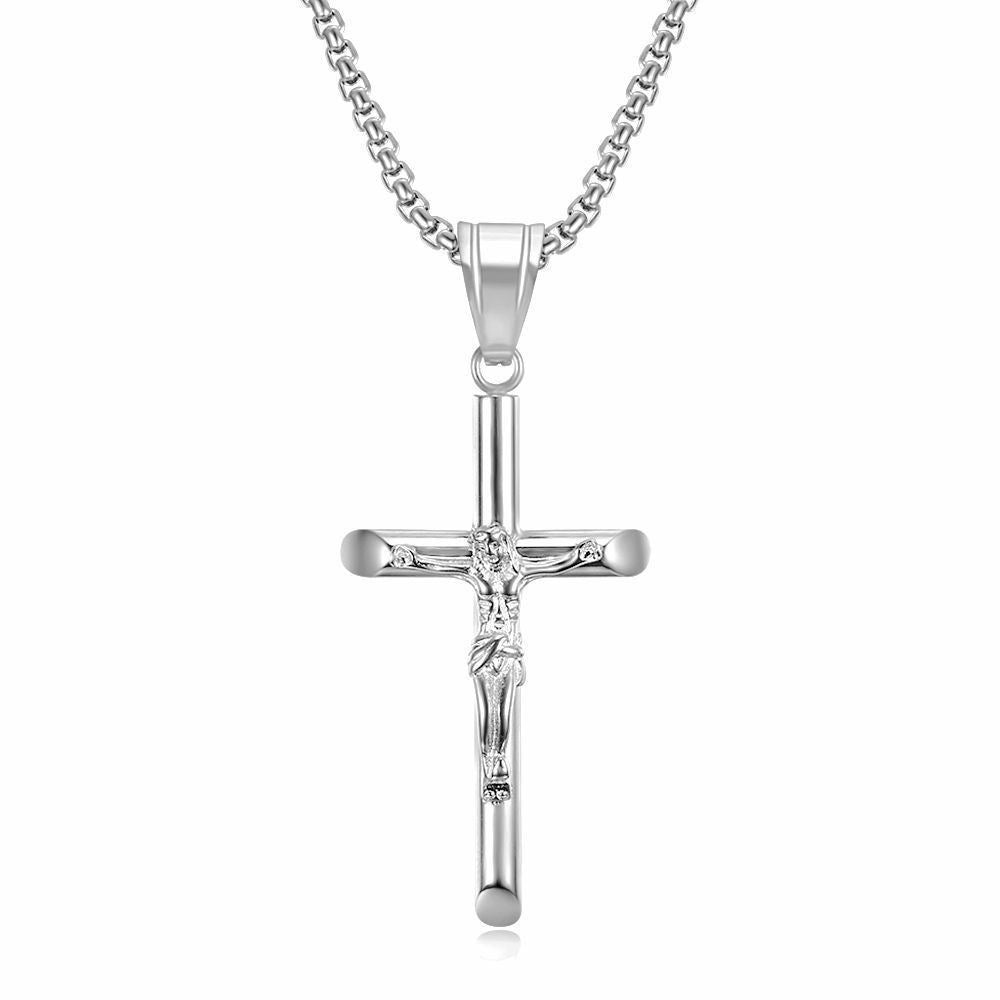 Titanium steel gold-plated YS cross pendant necklace