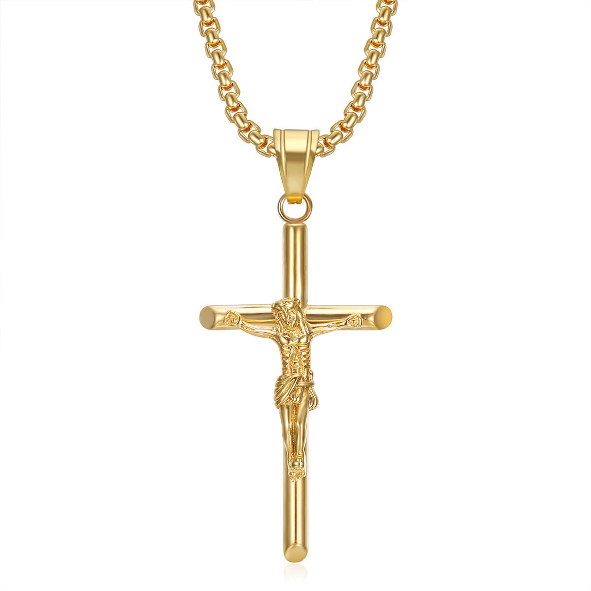 Titanium steel gold-plated YS cross pendant necklace