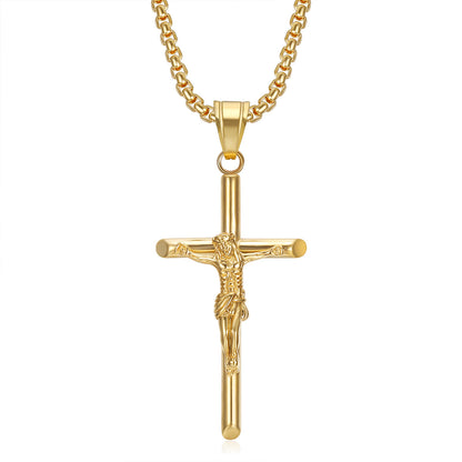 Titanium steel gold-plated YS cross pendant necklace