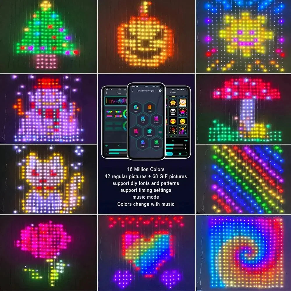 APP controlled programmable smart subtitle curtain light