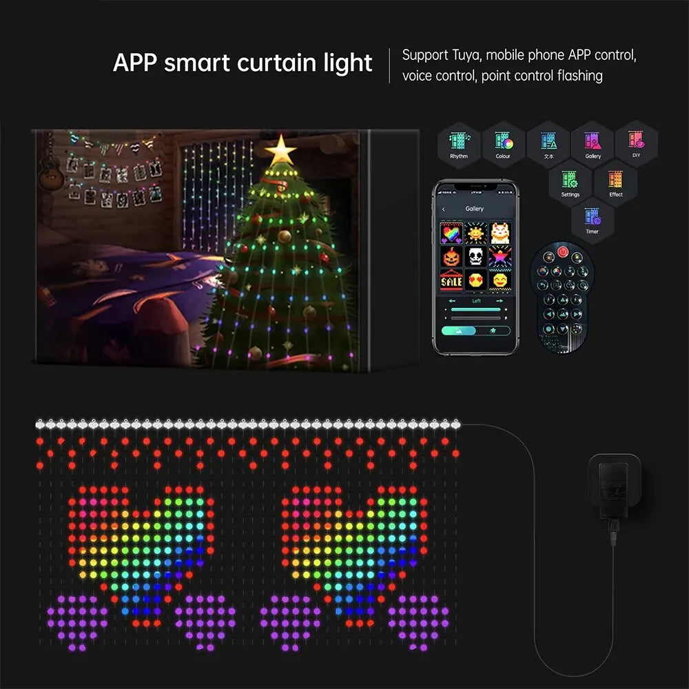 APP controlled programmable smart subtitle curtain light